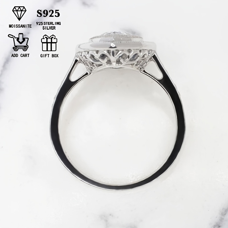Vintage Palace Style S925 Silver 2ct Pear Moissanite Ring